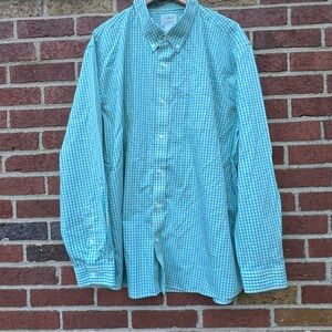 L.L. Bean Mens Long Sleeve Button Down Plaid Traditional Fit Classic Blue Yellow